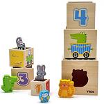Дървени кубчета с животни Viga toys