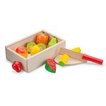 Дървена детска играчка - плодове за рязане в кутия