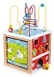 Дървен образователен куб с 5 игри Lelin toys