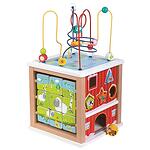 Дървен образователен куб с 5 игри Lelin toys