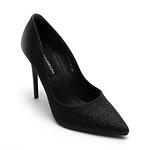 Дамски елегантни обувки със ситен брокат еко кожа черни 4503-16