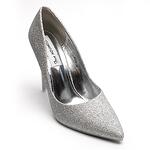 Дамски елегантни обувки със ситен брокат еко кожа сребърни 4503-16