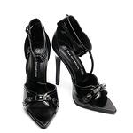 Дамски сандали висок ток каишка около глезена еко кожа черни YES-5130-11