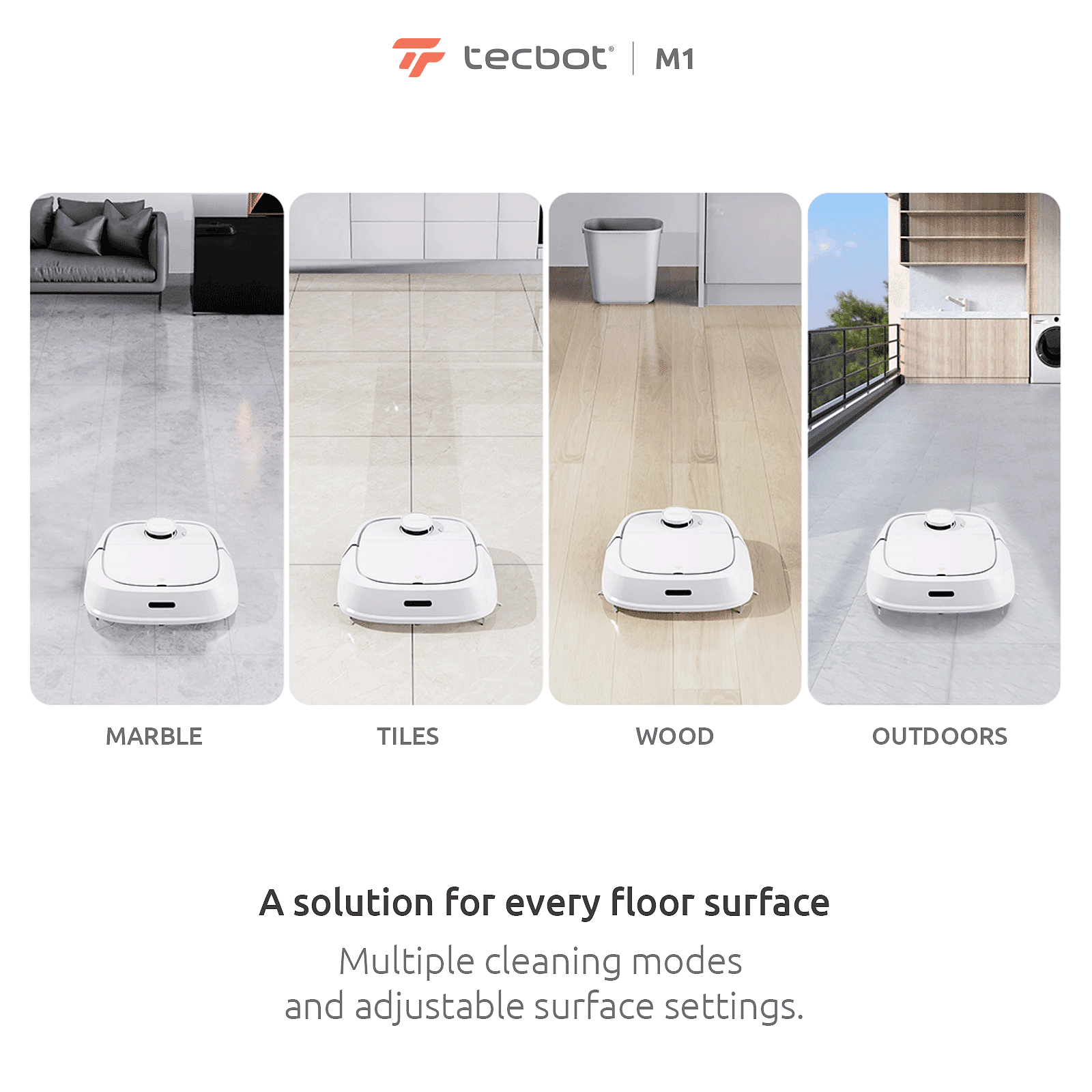 Tecbot M1 Robot vacuum cleaner with self rinse roller mop (white)