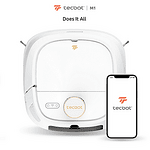 Tecbot M1 - Σκούπα ρομπότ και καθαριστής δαπέδου με αυτοκαθαριζόμενη σφουγγαρίστρα (λευκό)