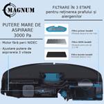 Aspirator robot MAGNUM ONE Plus, 3000 Pa, Wi-Fi, Aplicație lb. română, Curățare uscată/Umedă-Alb-Copy