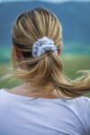 Women White Chiffon Scrunchie Printed Hair Accessory Beach Accessories Hair Tie Trendy Medium Elastic Volumizing Ponytail Fashion Matching