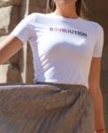 Women White Cotton Printed T-shirt Short Sleeve Slim Fit High Quality Premium Designer Print Conceptual Streetwear Feminine Chic Casual