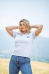 Women White Cotton T-Shirt Short Sleeve Regular Fit Concept Design Simple Minimalist Embroidered Logo High Quality Classic Casual Elegant