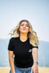 Women Black Cotton T-Shirt Short Sleeve Regular Fit Concept Design Simple Minimalist Embroidered Logo High Quality Classic Casual Elegant