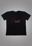 Women black cotton t-shirt with TU M'AS TOUCHÉ print