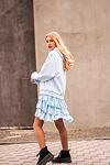 Women Baby Blue Cotton Hoodie Dress Long Sleeve Minimalist Aesthetic Streetwear Casual Everyday Chic Fashion Sweatshirt Premium Sportswear