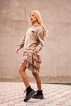 Women Beige Cotton Hoodie Dress Long Sleeve Minimalist Aesthetic Streetwear Casual Everyday Chic Fashion Sweatshirt Premium Sportswear