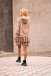 Women Beige Cotton Hoodie Dress Long Sleeve Minimalist Aesthetic Streetwear Casual Everyday Chic Fashion Sweatshirt Premium Sportswear