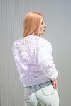Women White Zipped Bomber 3D Flowers Fabric Feminine Design Women Autumn Fashion Unique Style Exclusive Jacket Premium Streetwear Chic