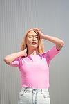 Women Pink T-shirt Boat Neckline 3/4 Sleeve Slim Fit Fashion Minimalist Elegant Chic Everyday Style Streetwear Urban Classic Premium Style