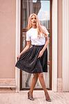 Women Black Pleated Skirt Knee Length Elastic Waist Soleil Elegant Old Money Style Street Chic Everyday Urban Classy Skirt Vintage Fashion