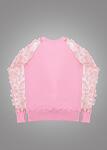 Women pink blouse transparent sleeves with embroidered flowers