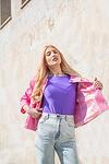 Women Pink Jacket A-line 3/4 sleeve Medium Length Blazer Autumn Business Attire Office Wear Everyday Style Feminine Chic Fashion Autumn