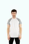 White cotton t-shirt black sleeve type raglan-Copy