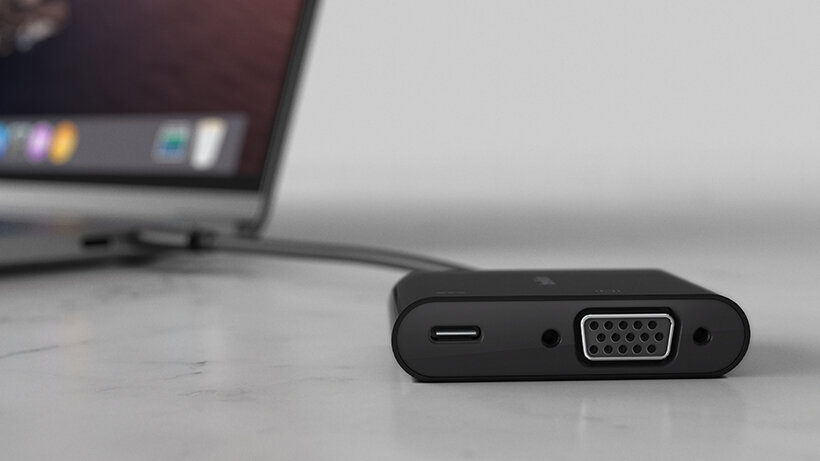 Belkin USB-C to VGA Adapter connected