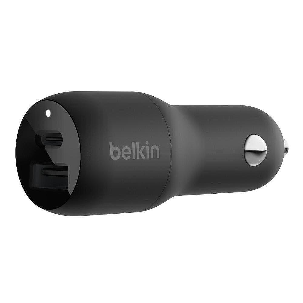 Двойно зарядно за кола USB-A и USB-C BOOST↑CHARGE™ Belkin (25W USB-C & 12W USB-A), Черен