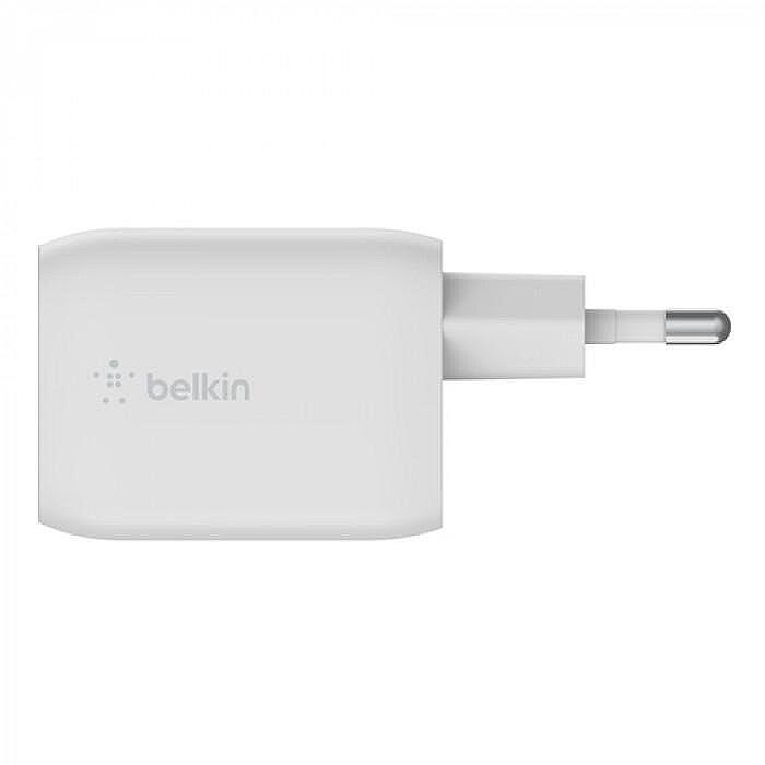 Адаптер за стена Belkin, двоен USB-C Gan, PPS, 65W, Бял