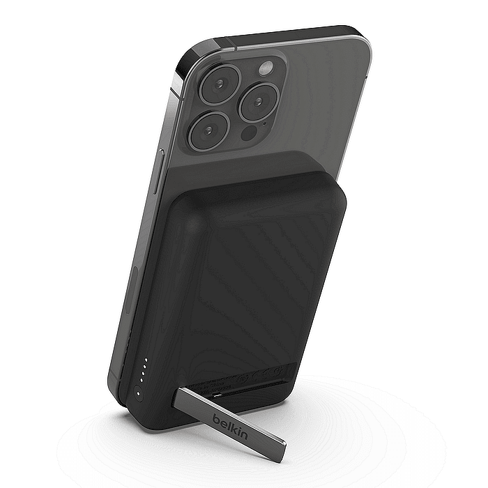 Безжична външна батерия със стойка Belkin BoostCharge за iPhone, Черен