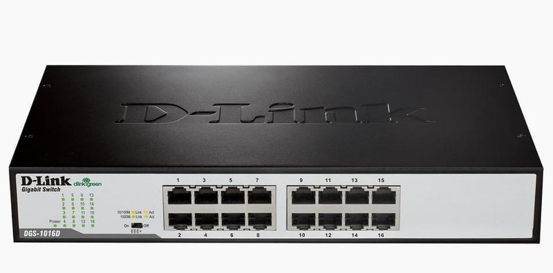 D-Link 16-Port 10/100/1000Mbps Copper Gigabit Ethernet Switch, rack ...