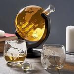 Уиски сет Oak & Steel World Globe - декантер, 2 чаши и аксесоари