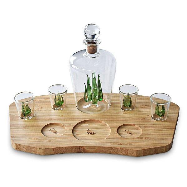 Комплект за текила Mikamax - Декантер с 4 бр. чаши и поднос
