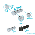 Болт за джанта M14x1.25 Конус 40mm