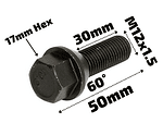 Болт за джанта M12x1.5 Конус 30mm Черен