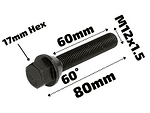 Черен болт за джанта M12x1.5 Конус 60mm