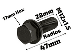 Черен болт за джанта M12x1.5 Сфера 28mm