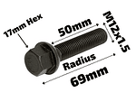 Болт за джанта M12x1.5 Сфера 50mm Черен
