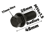 Черен болт за джанта M14x1.5 Сфера 28mm