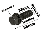 Черен болт за джанта M14x1.5 Сфера 35mm