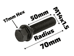 Болт за джанта M14x1.5 Сфера 50mm Черен