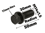 Болт за джанта M14x1.5 Сфера 30mm Черен