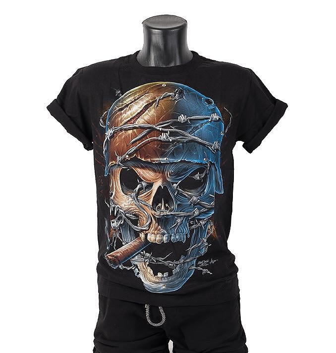 Тениска Smoking Skull with helmet