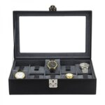Кутия за часовници Friedrich|23 Infinity 26127-9, Top Grain Leather, 10 Watches, Black With Anthracite Velvet Interior
