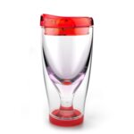 ASOBU Тристенна охлаждаща чаша за вино с капак “ICE VINO 2GO“ - 300 мл - цвят червен