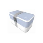 Комплект херметически кутии за храна с прибори - 2 х 500 мл. - цвят син/бял