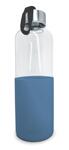 Nerthus Стъклена бутилка за вода със силиконов протектор - 600 мл. - синя