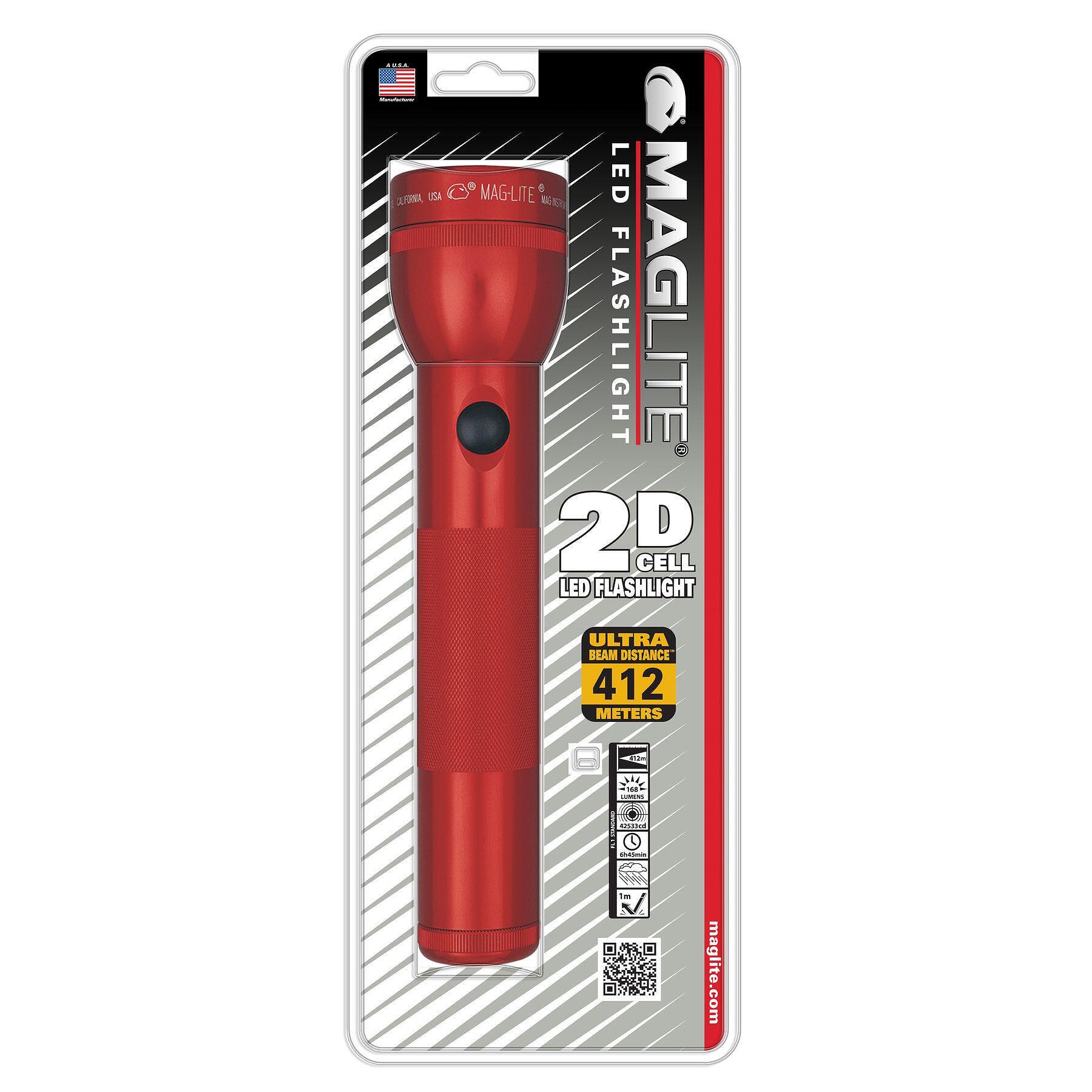 Фенер MAG-LITE® LED 2 CELL D червен, блистер