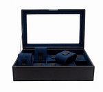 Кутия за часовници Friedrich|23 20113-2 CROSS GRAIN BOND 10 WATCHES - BLACK EXTERIOR, DARK BLUE INTERIOR