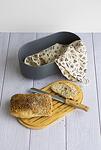 PEBBLY Кутия за хляб с дъска, нож и тобичка за хляб - тъмносива