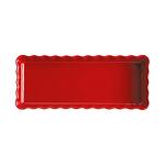 EMILE HENRY Керамична форма за тарт "SLIM RECTANGULAR TART DISH"- цвят червен