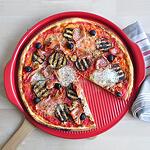 EMILE HENRY Керамична плоча за пица "RIDGED PIZZA STONE" - Ø 40 см - цвят червен